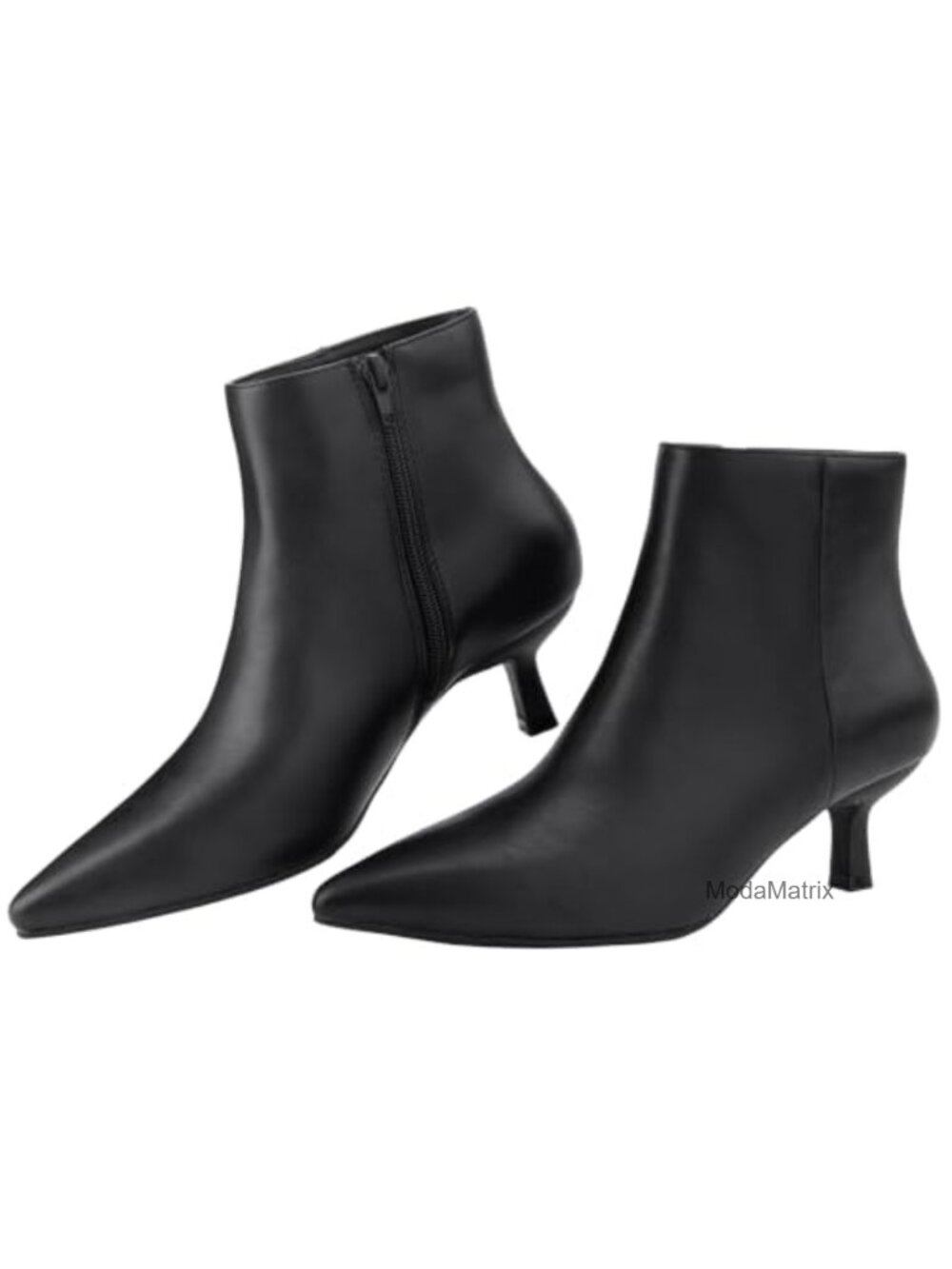 Women's Pointed Toe Kitten Heel Side Zipper Memory Foam Ankle Booties